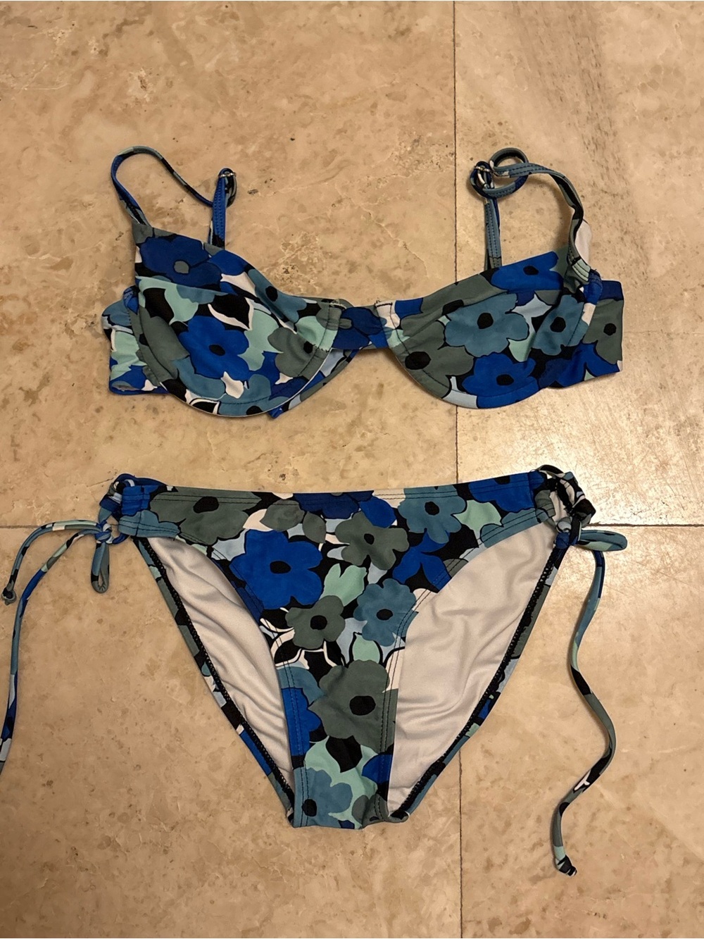 Blue Foral Bikini SMALL